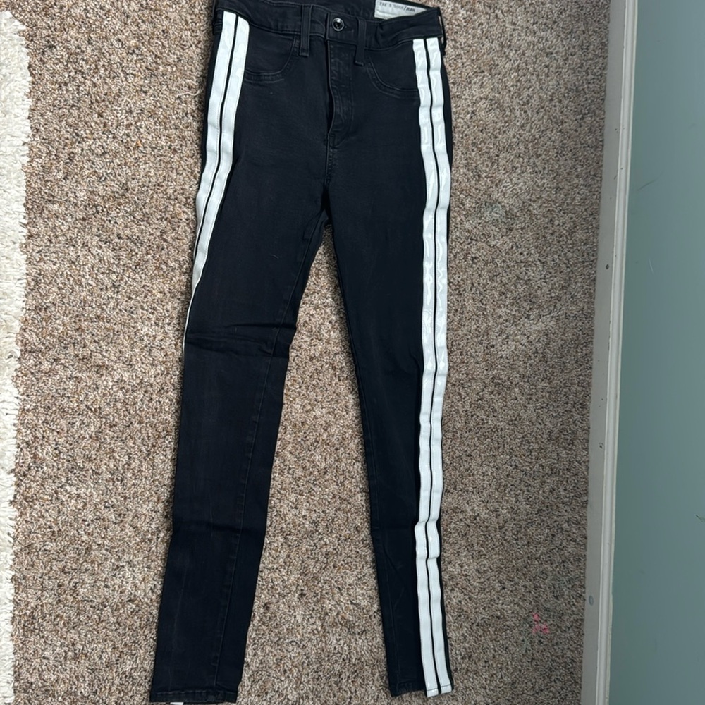 Rag and bone, black and white skinny jeans, retro vibe